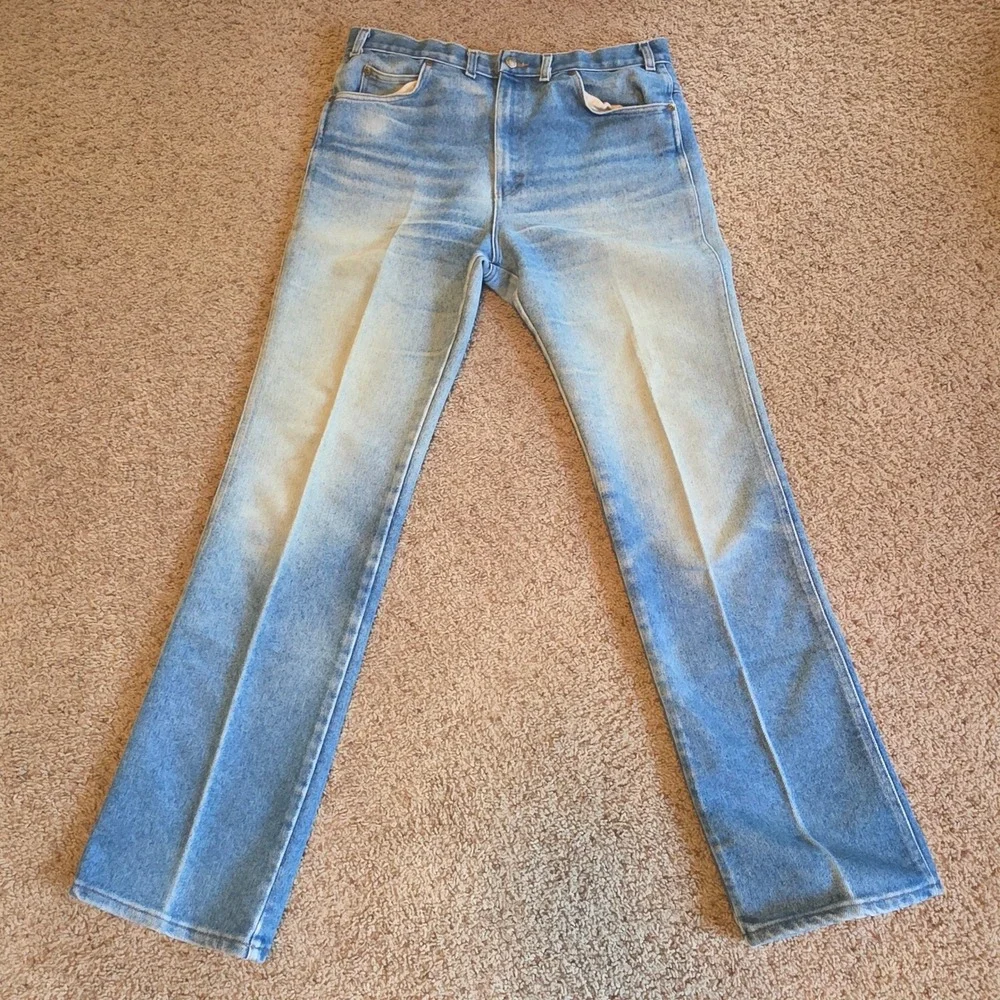 Vintage Manhattan Mens Light‎ Wash Straight Leg Jeans Made in USA 36x34 Blue